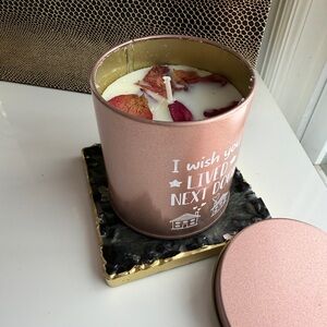 Handmade Square Candle Plate - 4” Resin Candle Holder Textured Glass Rim